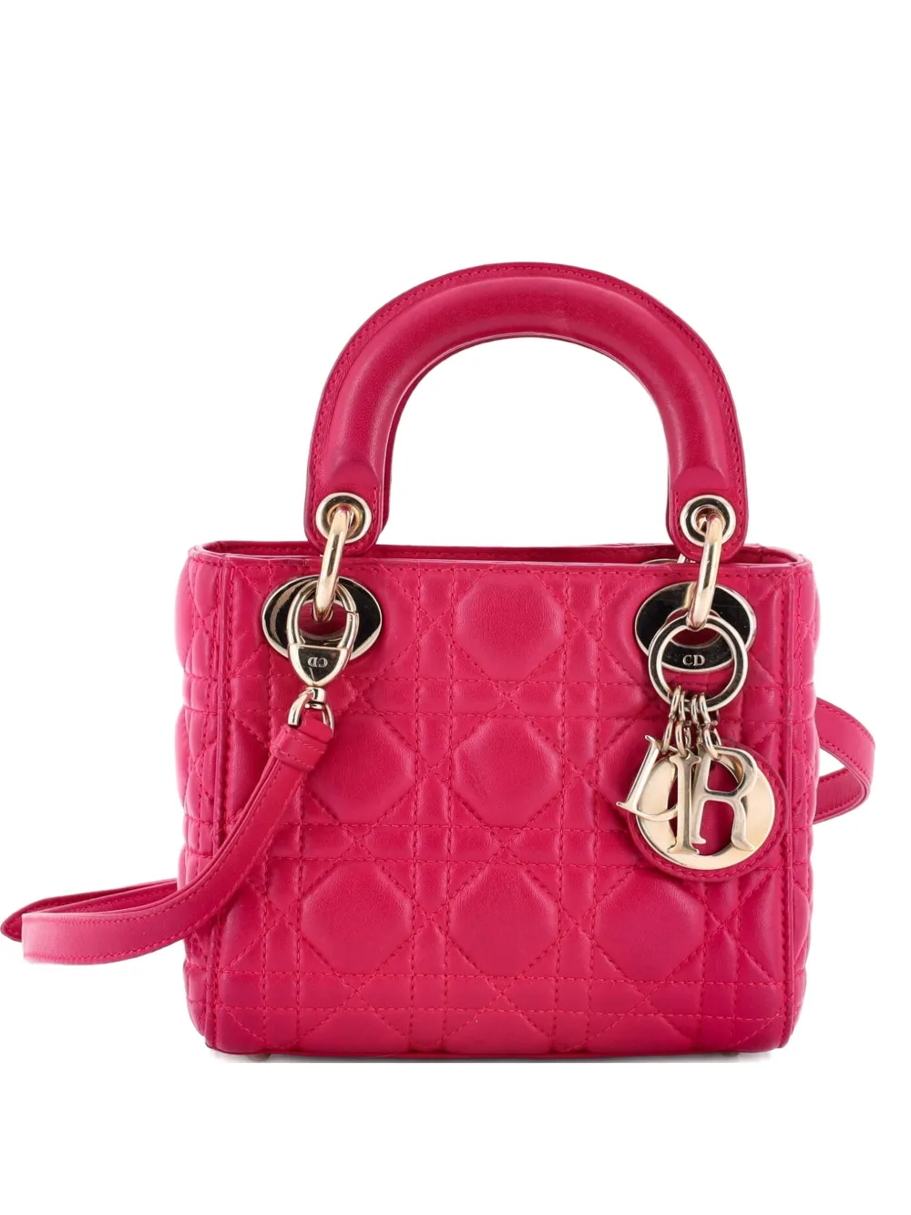 Christian Dior Pre-Owned Borsa a tracolla Lady Dior mini in pelle di agnello trapuntata con motivo Cannage - Rosa