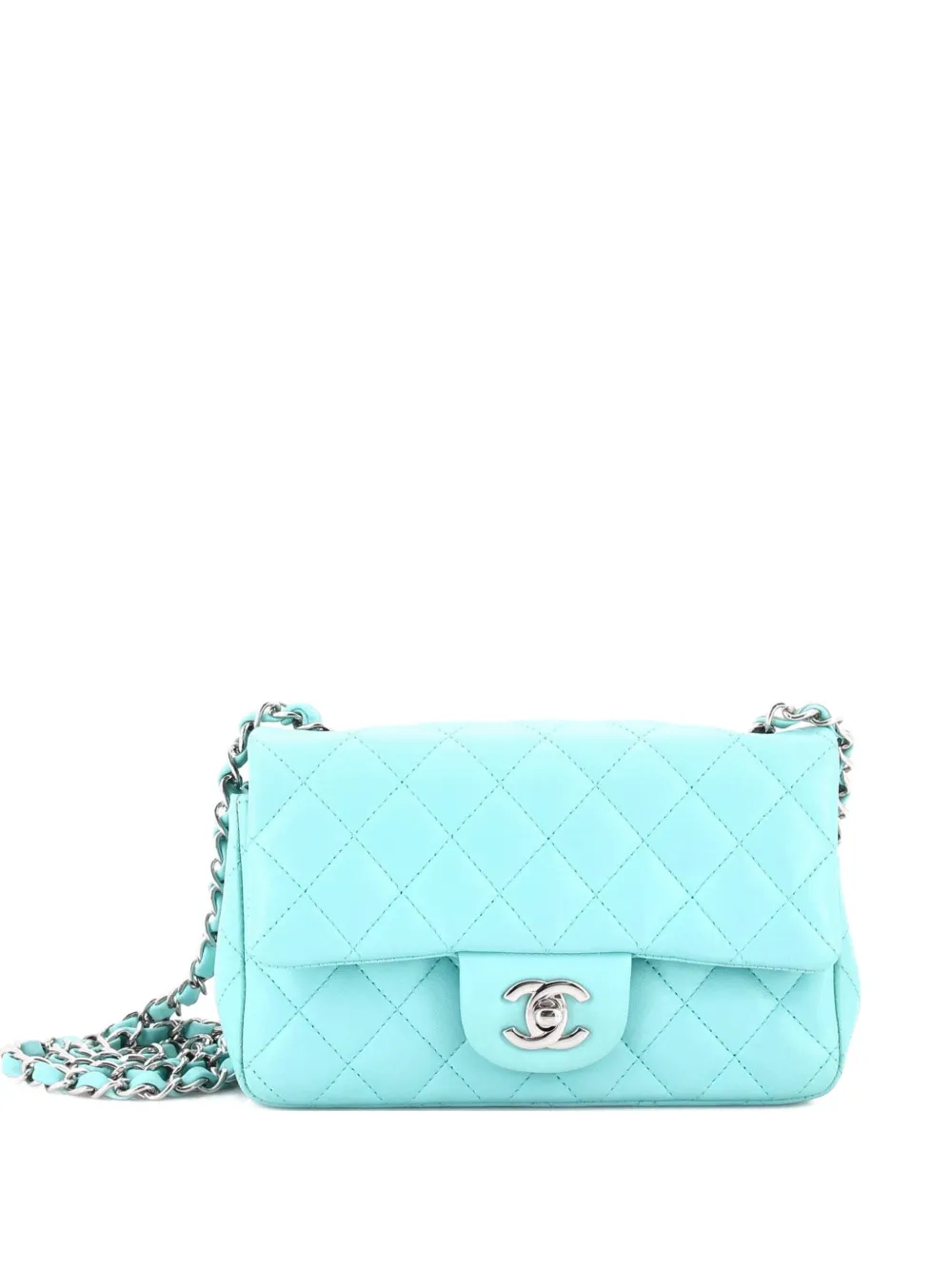 CHANEL Pre-Owned Classic Single Flap Bag Quilted Lambskin Mini crossbody bag - Blu