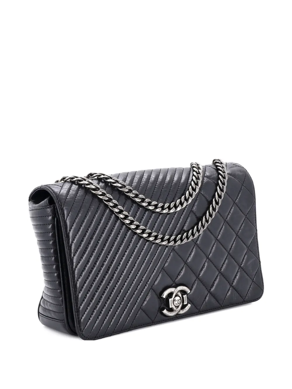 CHANEL Pre-Owned Coco Boy Flap Bag Quilted Aged Calfskin Medium shoulder bag - Nero