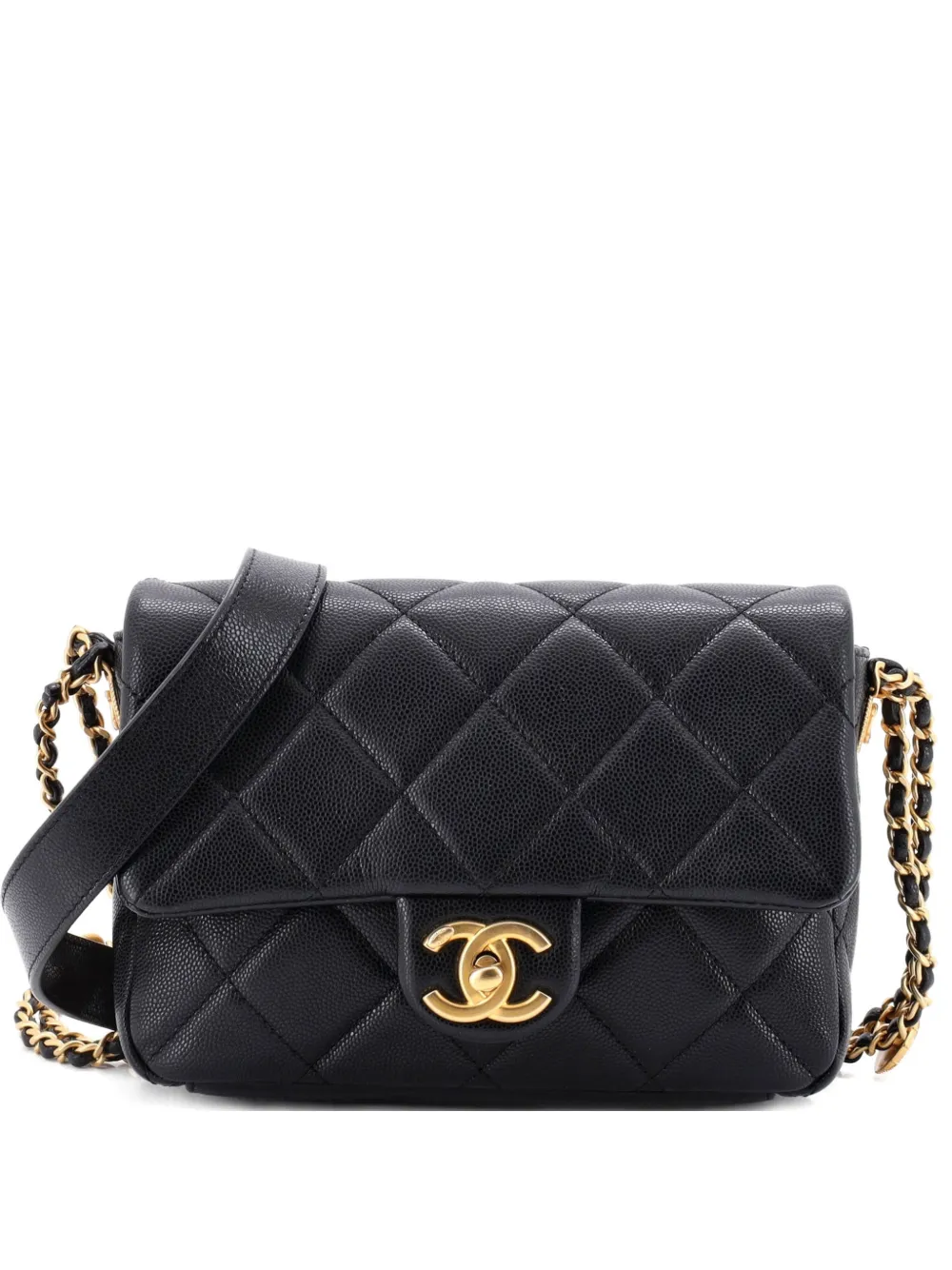 CHANEL Pre-Owned Twist Your Buttons Flap Bag Quilted Caviar Small crossbody bag - Nero