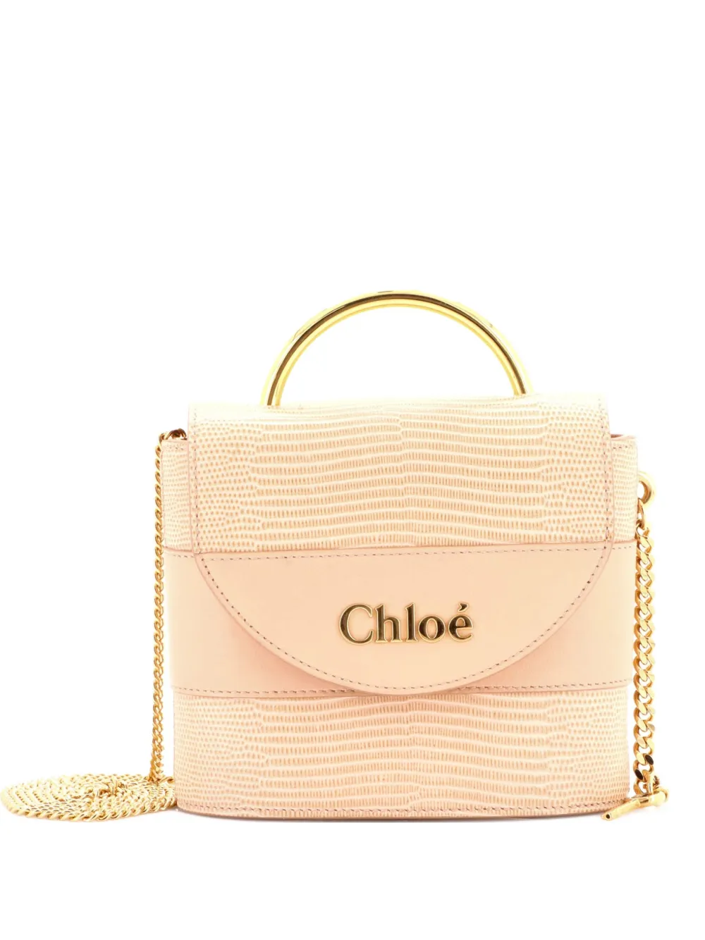 Chloé Pre-Owned Aby Lock Bag Lizard Embossed Leather Small crossbody bag - Toni neutri