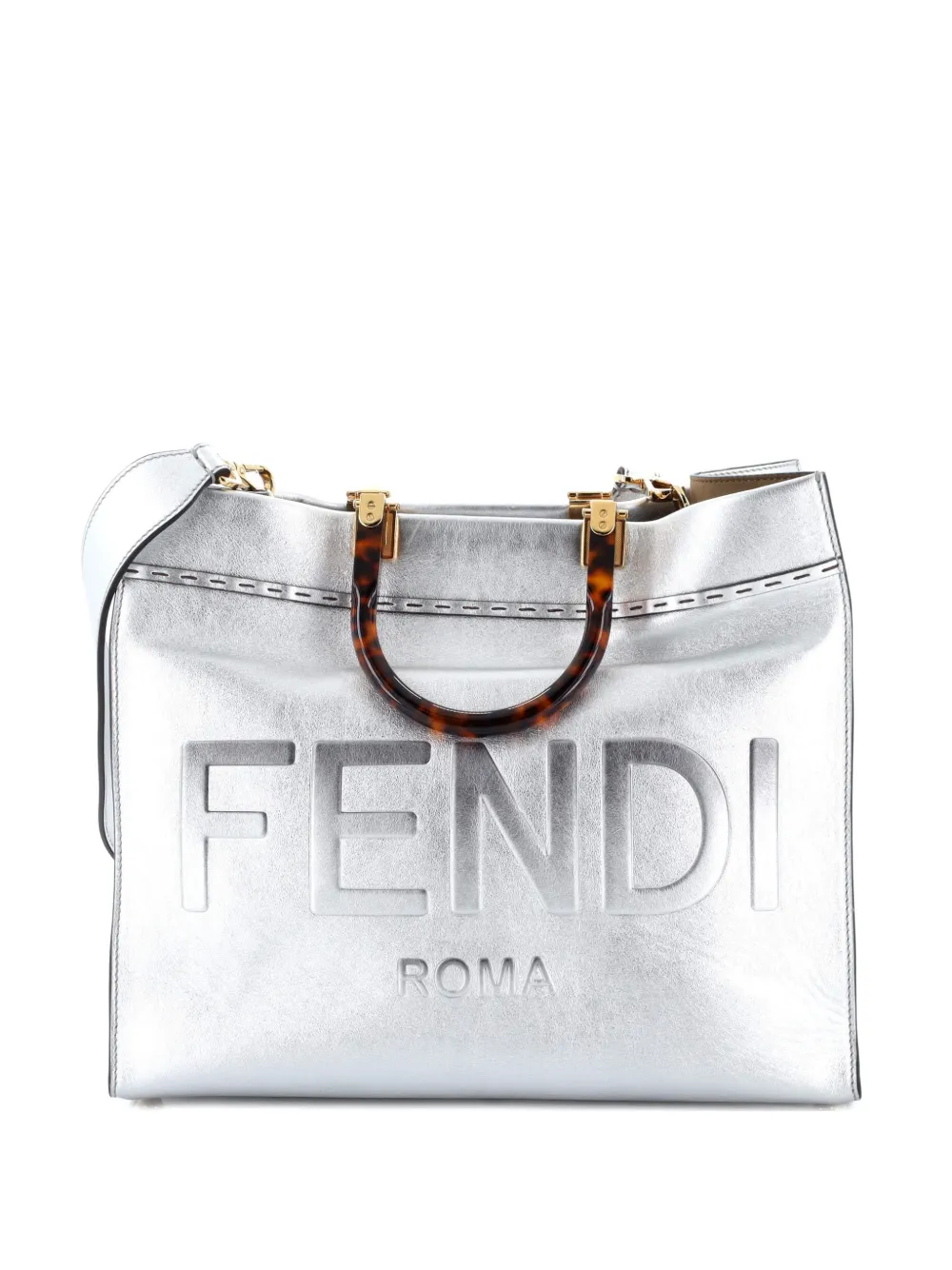 Fendi Pre-Owned Sunshine Shopper Leather Medium tote bag - Metallic