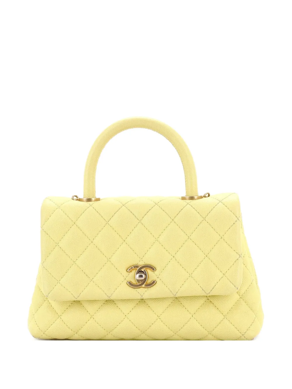 CHANEL Pre-Owned Coco Top Handle Bag Quilted Caviar Mini satchel - Yellow