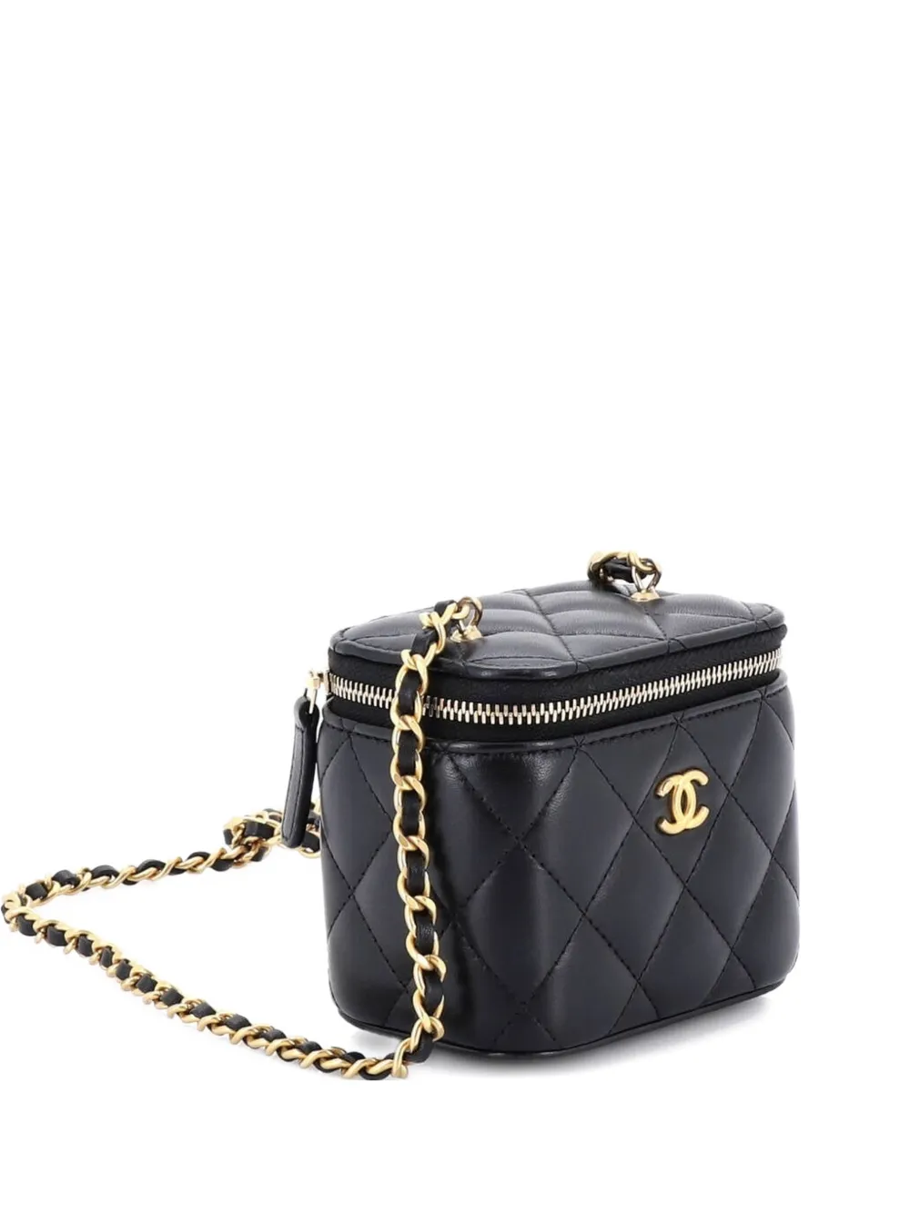 CHANEL Pre-Owned Pearl Crush Vanity Case with Chain Quilted Lambskin Mini clutch bag - Nero