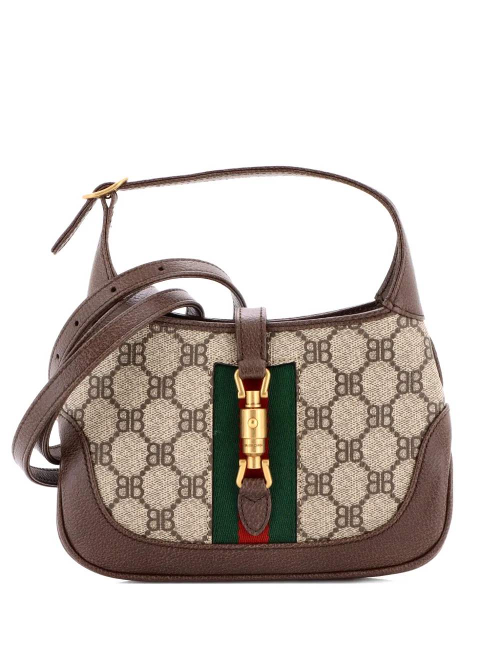 Balenciaga Pre-Owned x Gucci The Hacker Project Jackie 1961 Hobo BB Coated Canvas Mini shoulder bag - Marrone