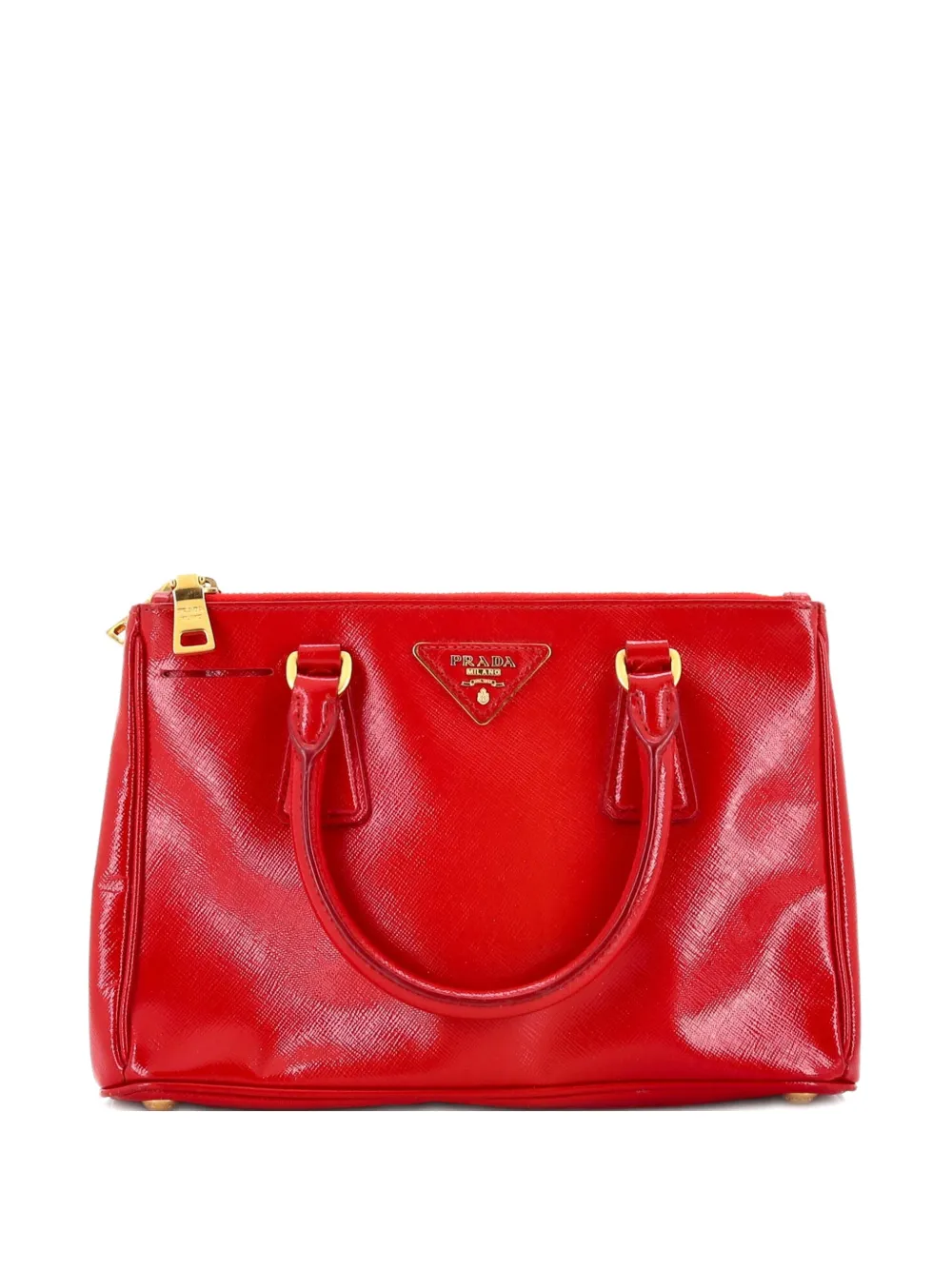 Prada Pre-Owned Double Zip Lux Vernice Saffiano Leather Mini tote bag - Rosso