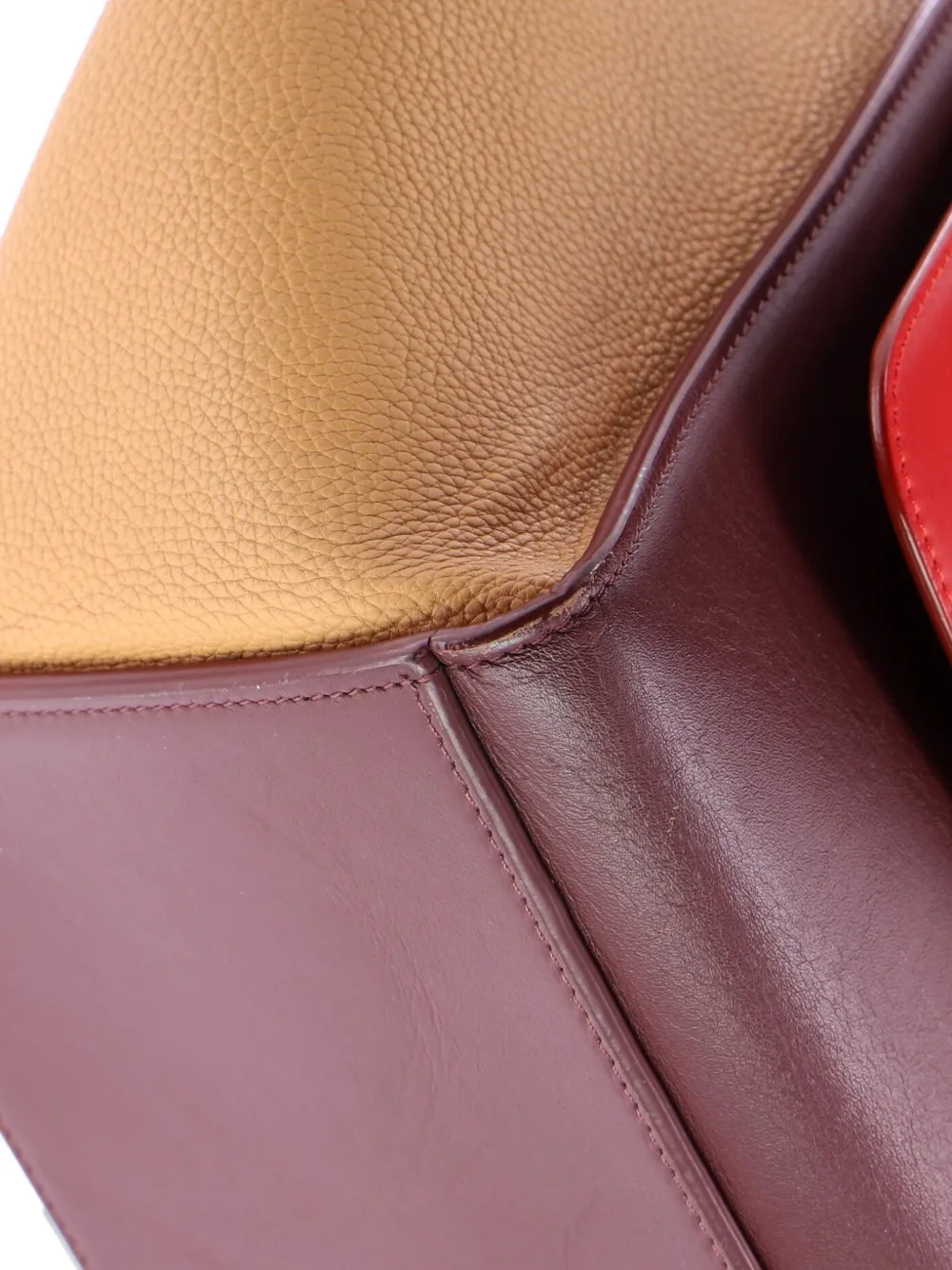 Bicolor Trapeze Bag Leather Small Satchel