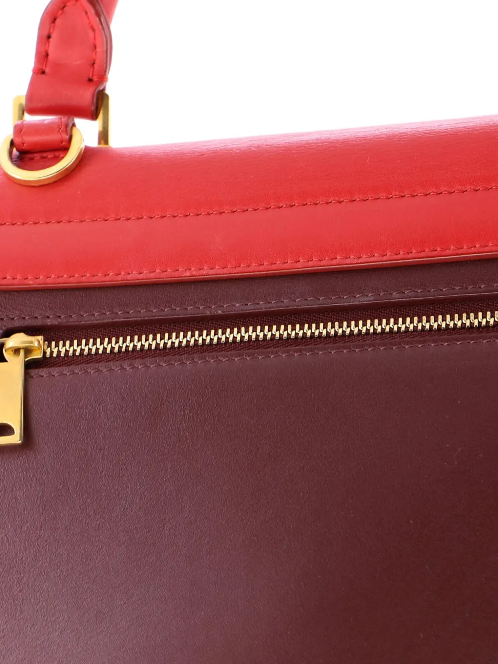 Bicolor Trapeze Bag Leather Small Satchel