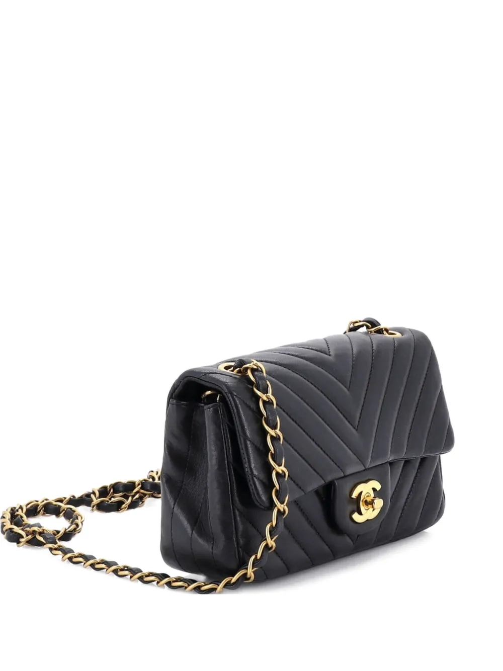 CHANEL Pre-Owned Classic Single Flap Bag Chevron Lambskin Mini shoulder bag - Nero