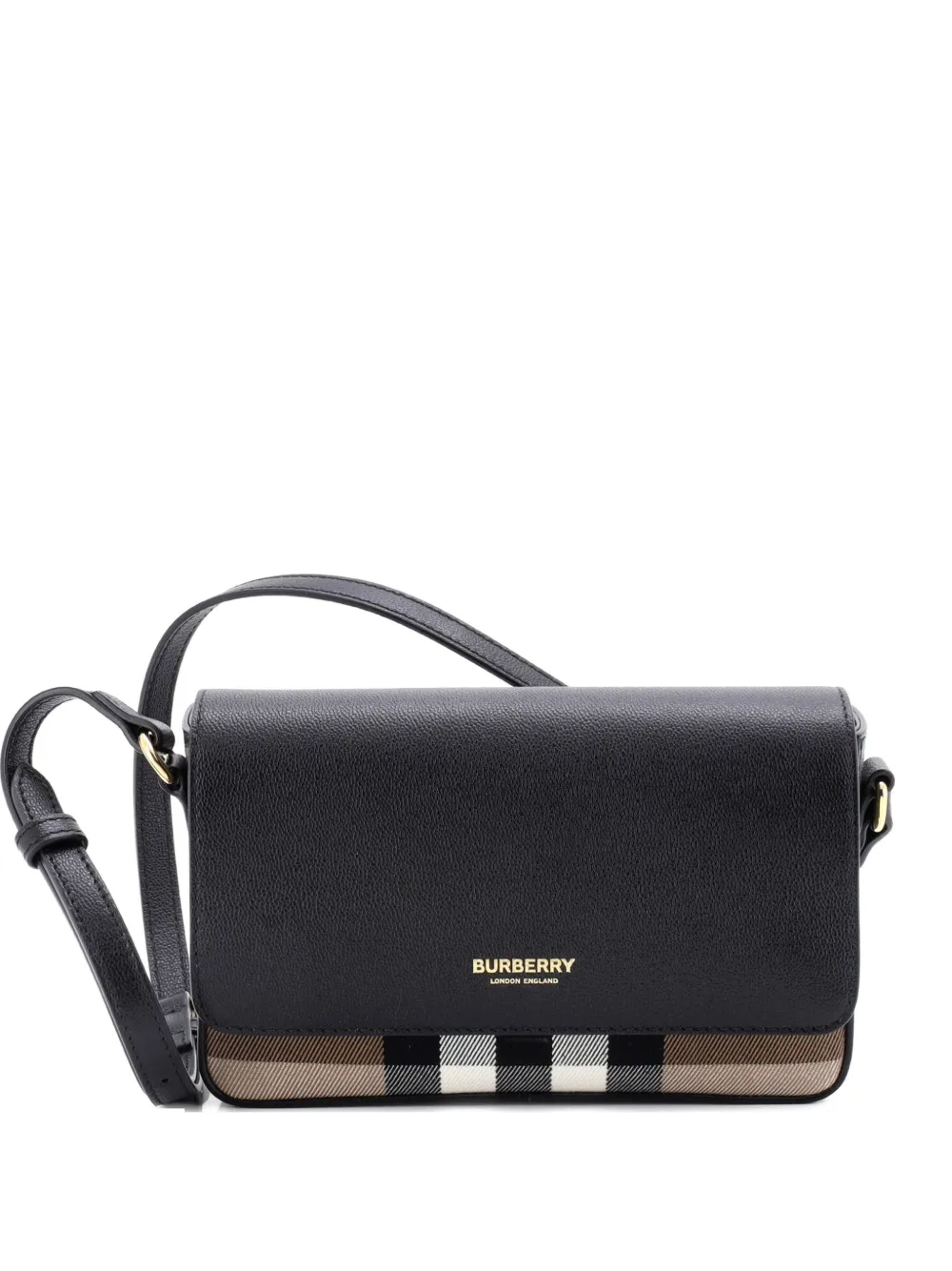 Burberry Pre-Owned Hampshire Wallet on Chain Leather and House Check Canvas crossbody bag - Nero