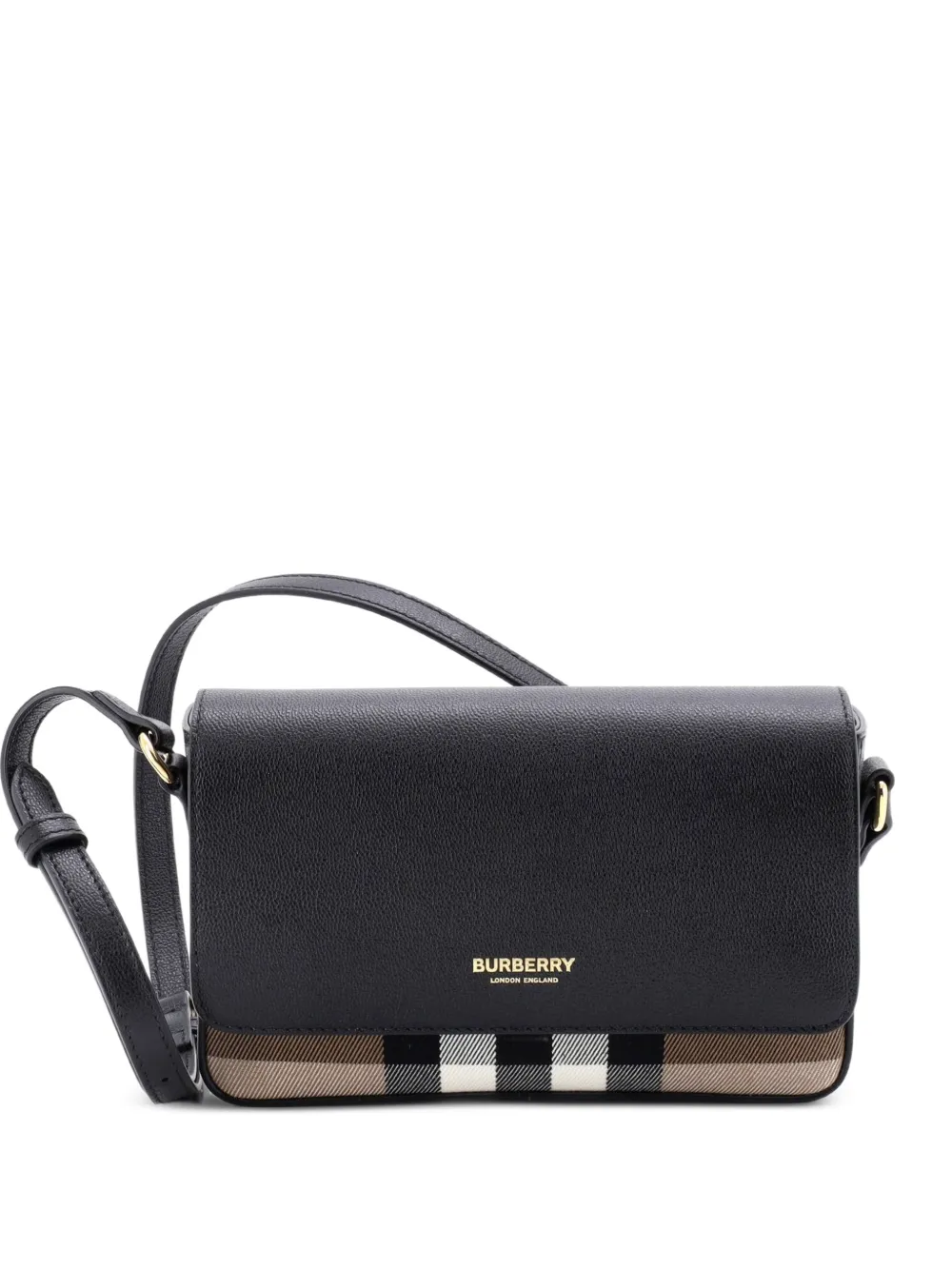 Burberry Pre-Owned Hampshire Wallet on Chain Leather and House Check Canvas crossbody bag - Nero