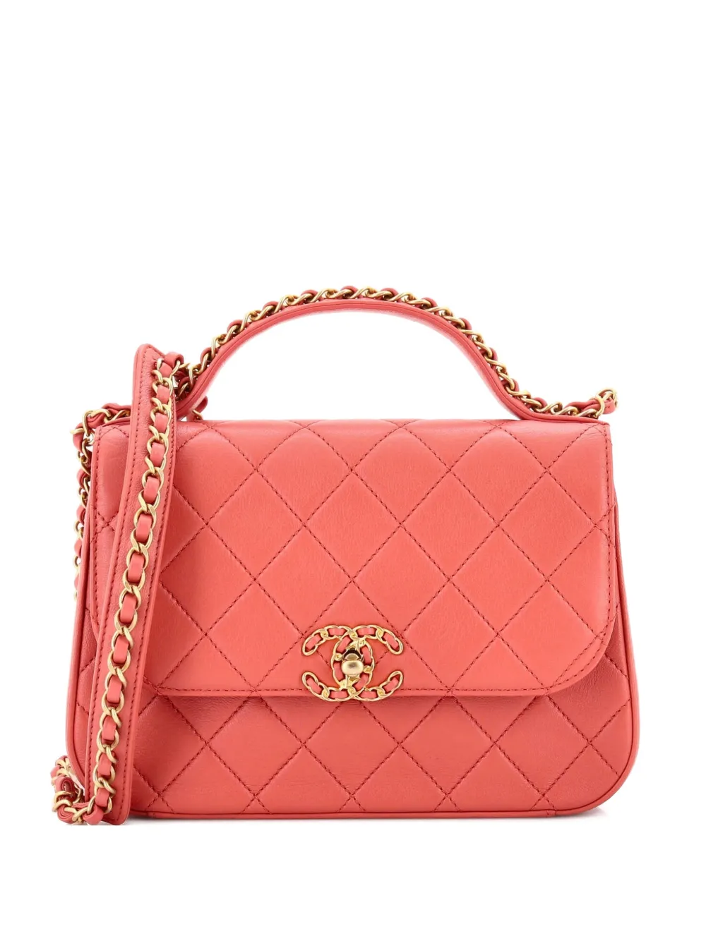 CHANEL Pre-Owned Chain Infinity Top Handle Bag Quilted Lambskin Small shoulder bag - Rosa