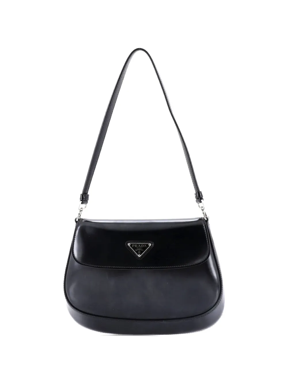 Prada Pre-Owned Cleo Flap Shoulder Bag Spazzolato Leather Small hobo bag - Nero