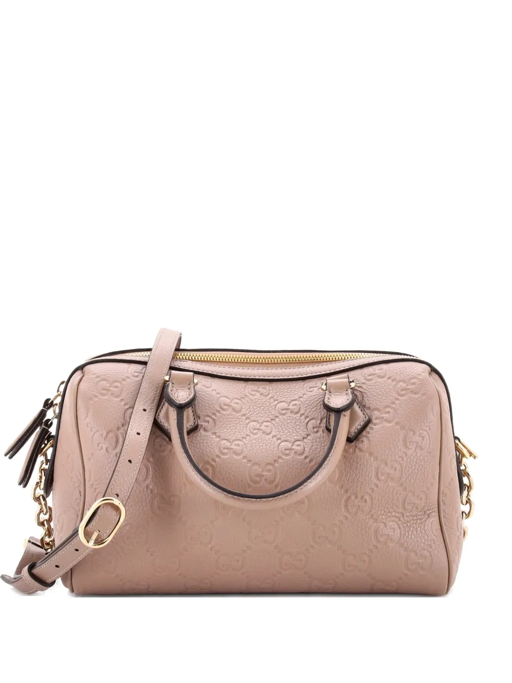 Gucci Pre-Owned Emblem Boston Bag GG Embossed Leather Medium crossbody bag - Toni neutri