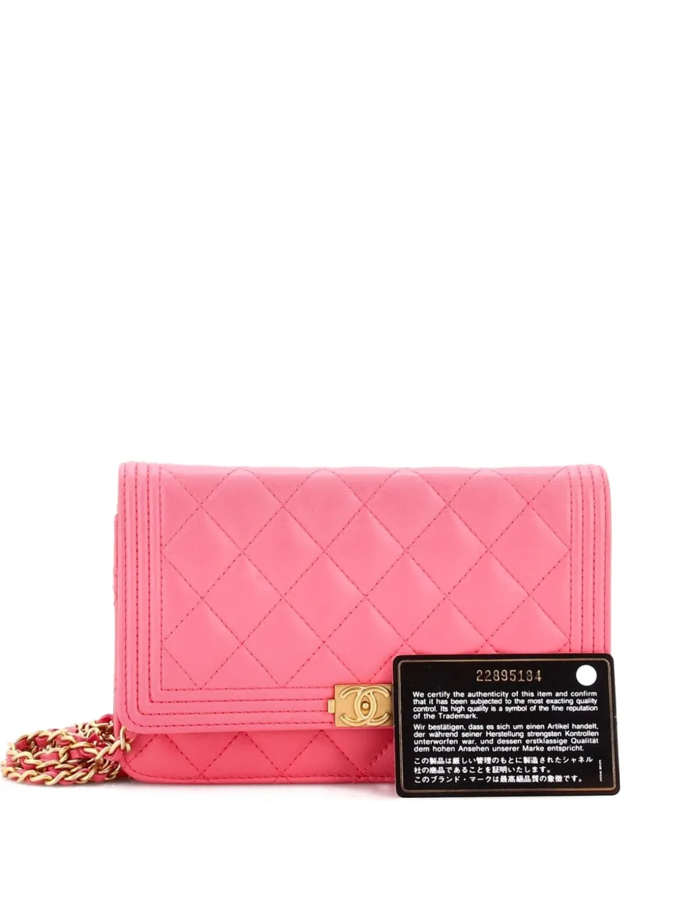 CHANEL Pre-Owned Boy Wallet on Chain Quilted Lambskin crossbody bag - Rosa