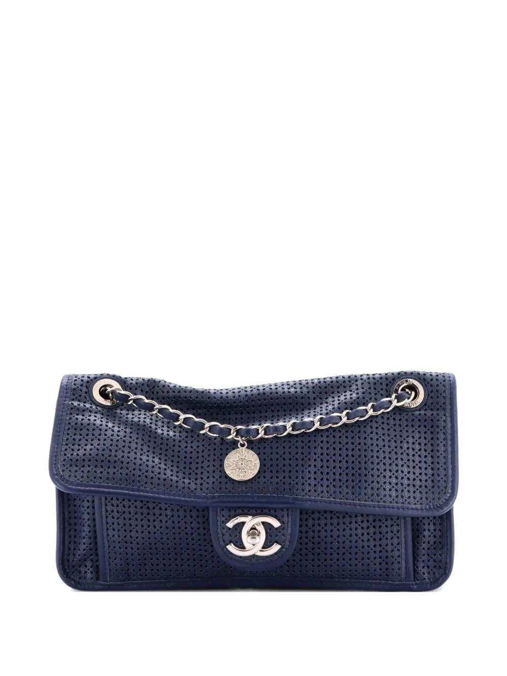 CHANEL Pre-Owned Up In The Air Flap Bag Perforated Leather Medium shoulder bag - Blu