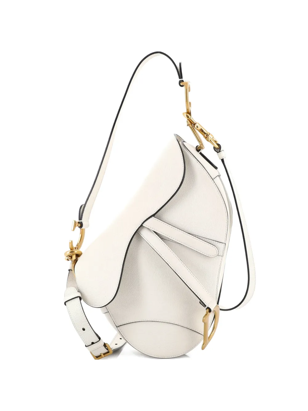 Christian Dior Pre-Owned Saddle Handbag Leather Medium shoulder bag - Neutrals