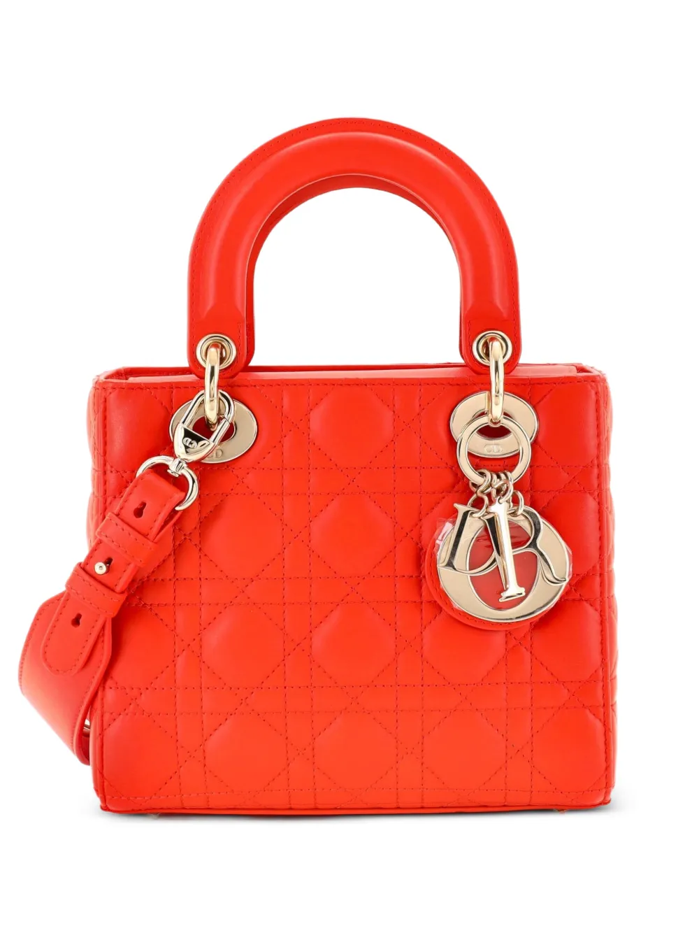 Christian Dior Pre-Owned My ABCDior Lady Dior Bag Cannage Quilt Lambskin crossbody bag - Arancione