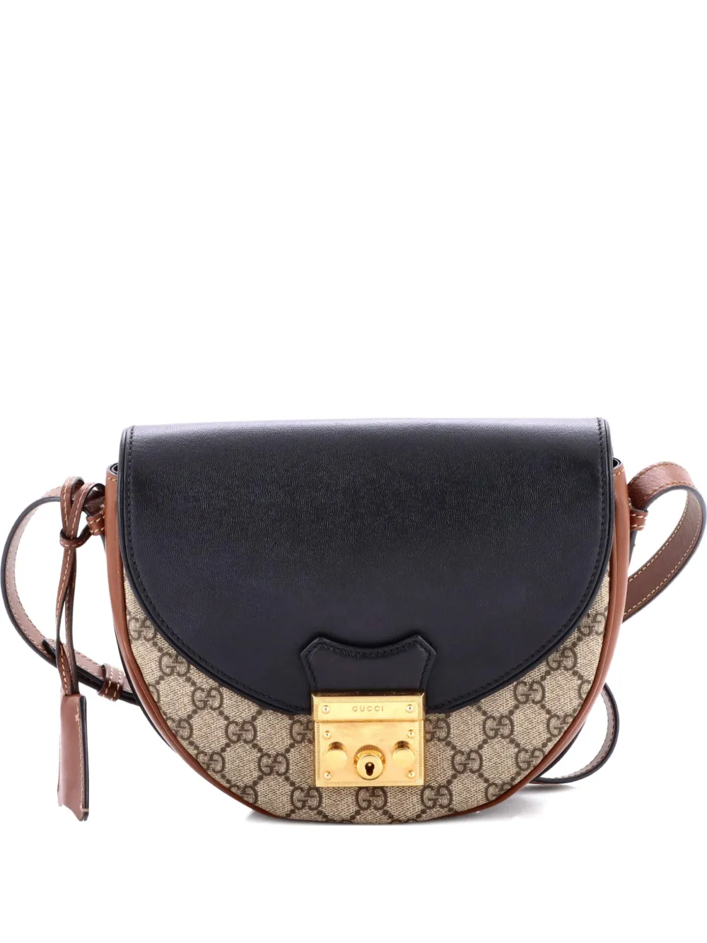 Gucci Pre-Owned Padlock Saddle Shoulder Bag GG Coated Canvas and Leather Small crossbody bag - Marrone