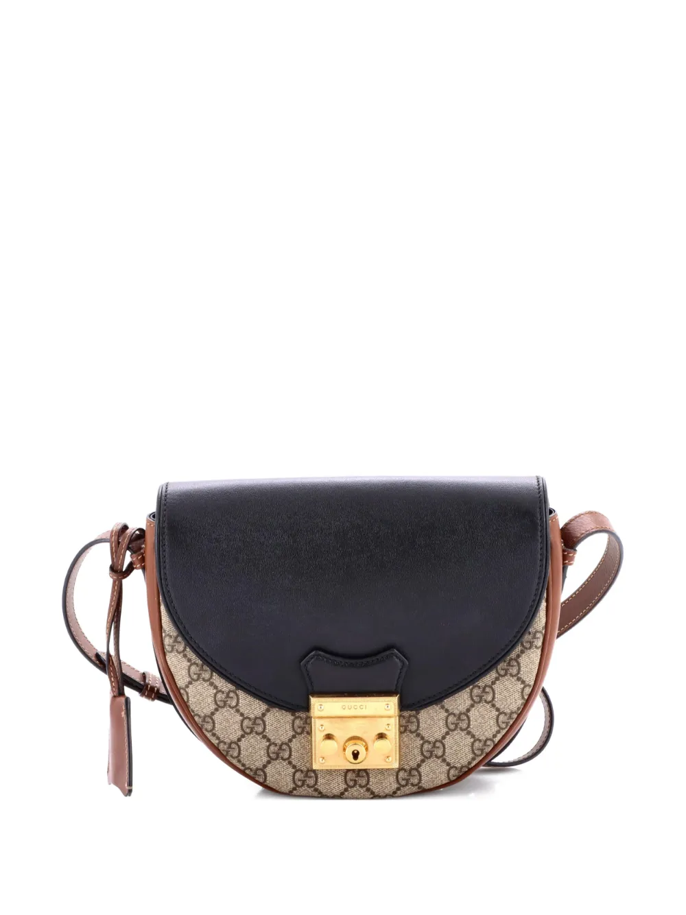 Gucci Pre-Owned Padlock Saddle Shoulder Bag GG Coated Canvas and Leather Small crossbody bag - Marrone