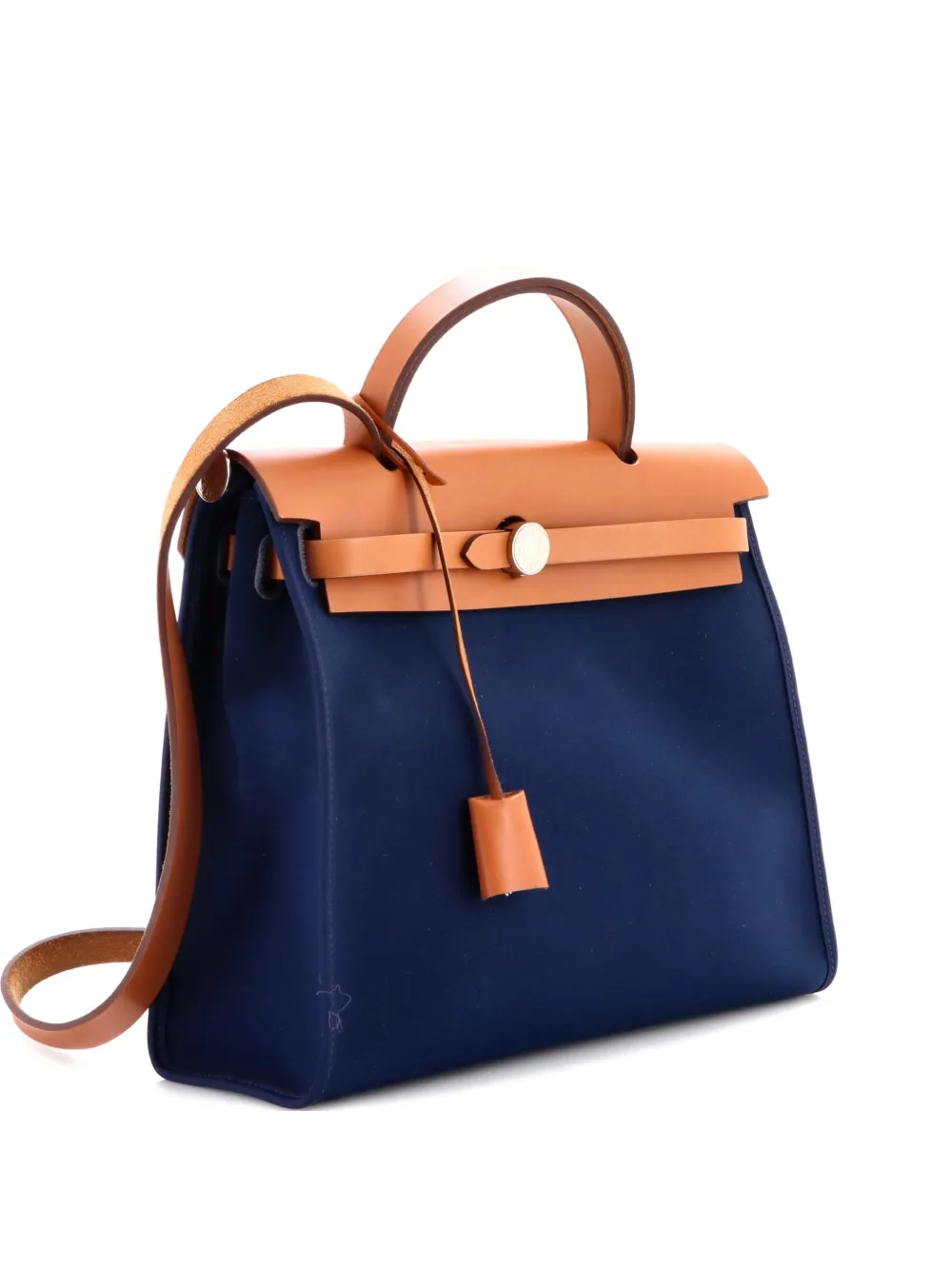 Hermès Pre-Owned Herbag Zip Leather and Toile 31 shoulder bag - Blu