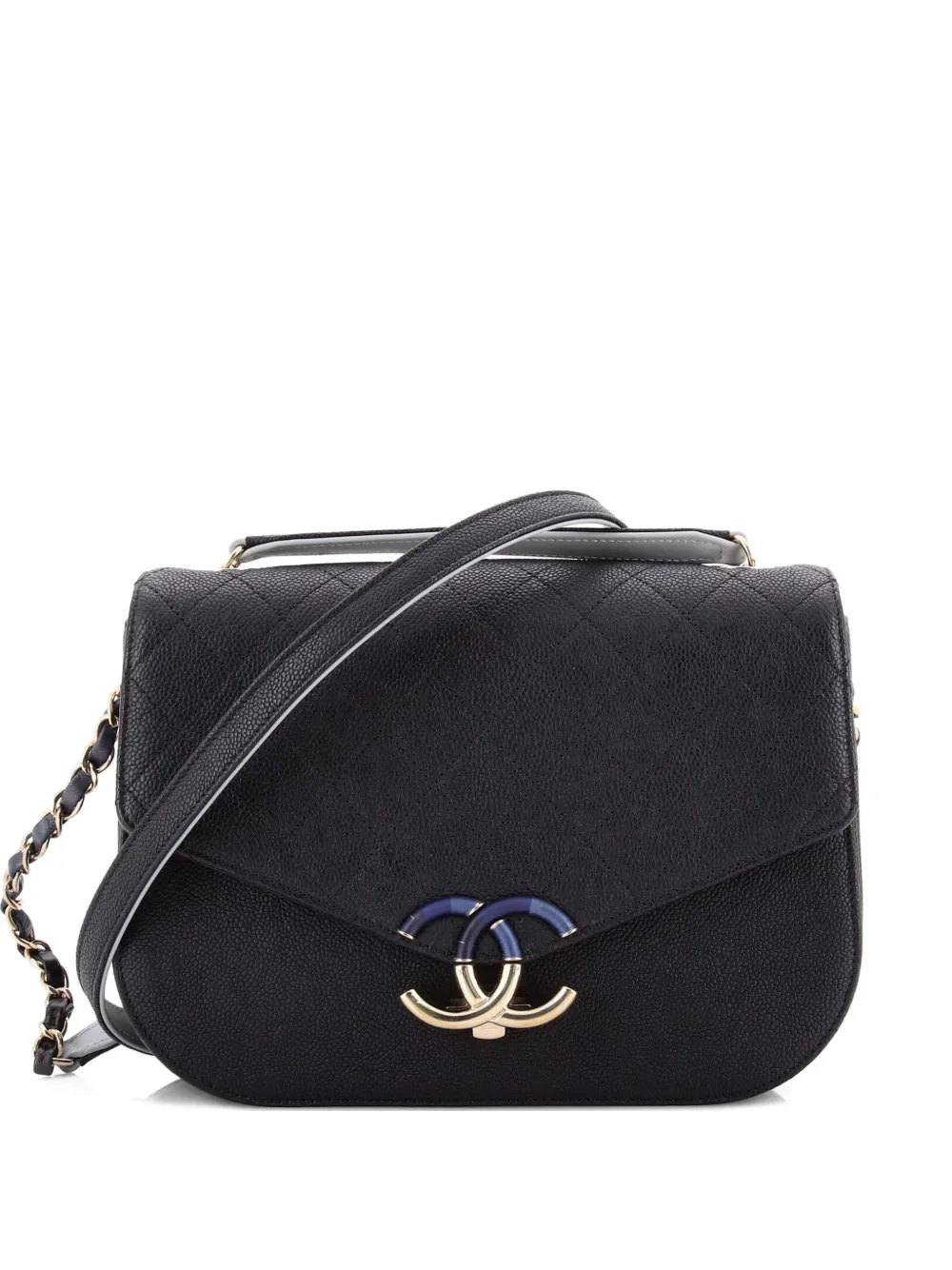 CHANEL Pre-Owned Thread Around Flap Bag Quilted Caviar Medium shoulder bag - Black