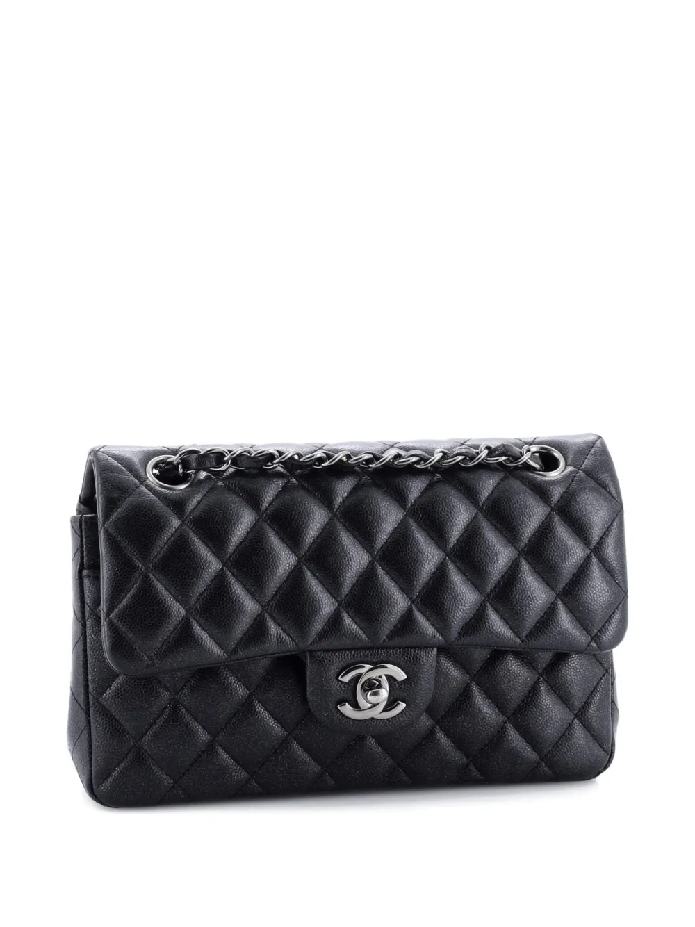 Classic Double Flap Bag Quilted Iridescent Caviar Small Shoulder Bag