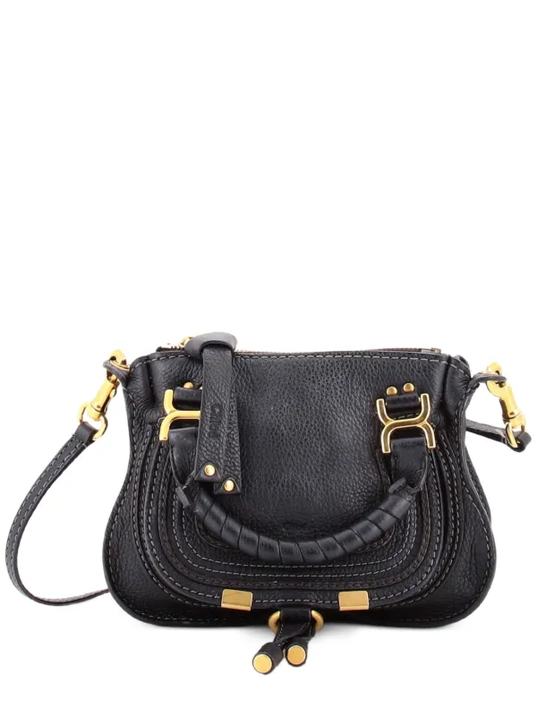 Chloé ブラックレザーショルダーバッグ　マーシーミニ Chloé Pre-Owned Marcie Satchel Leather Baby Crossbody Bag | Black