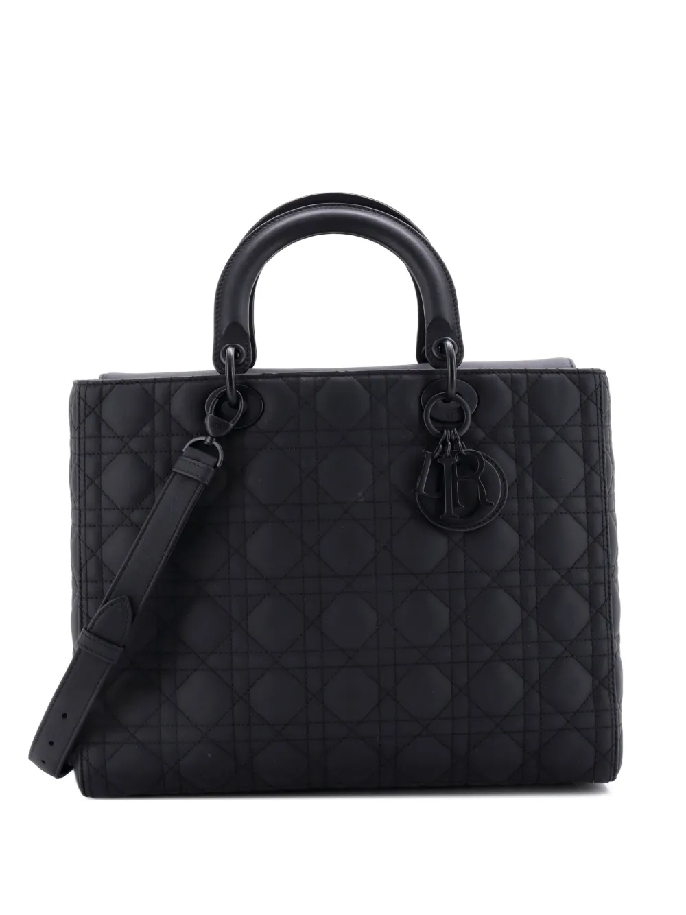 Christian Dior Pre-Owned Ultra Matte Lady Dior Bag Cannage Quilt Calfskin Large satchel - Schwarz