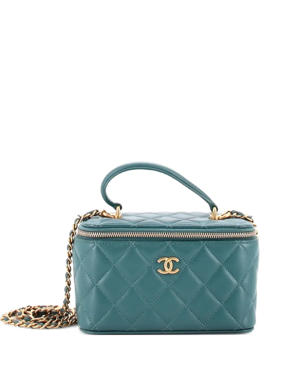 CHANEL Pre-Owned Classic Top Handle Vanity Case with Chain Quilted Lambskin Small crossbody bag - Grün