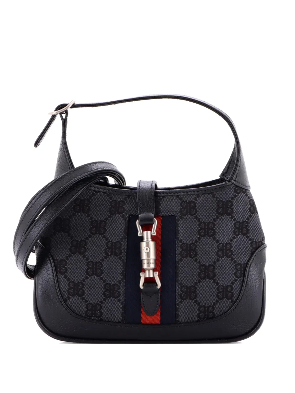 Balenciaga Pre-Owned x Gucci The Hacker Project Jackie 1961 BB Canvas Mini hobo bag - Nero