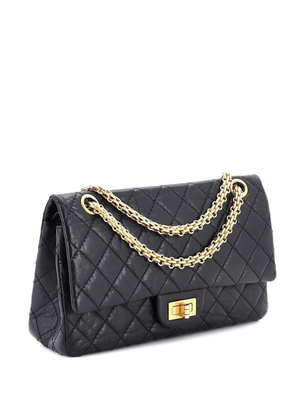 CHANEL Pre-Owned Borsa a spalla 225 Reissue 2.55 in pelle di vitello trapuntata con battente - Nero