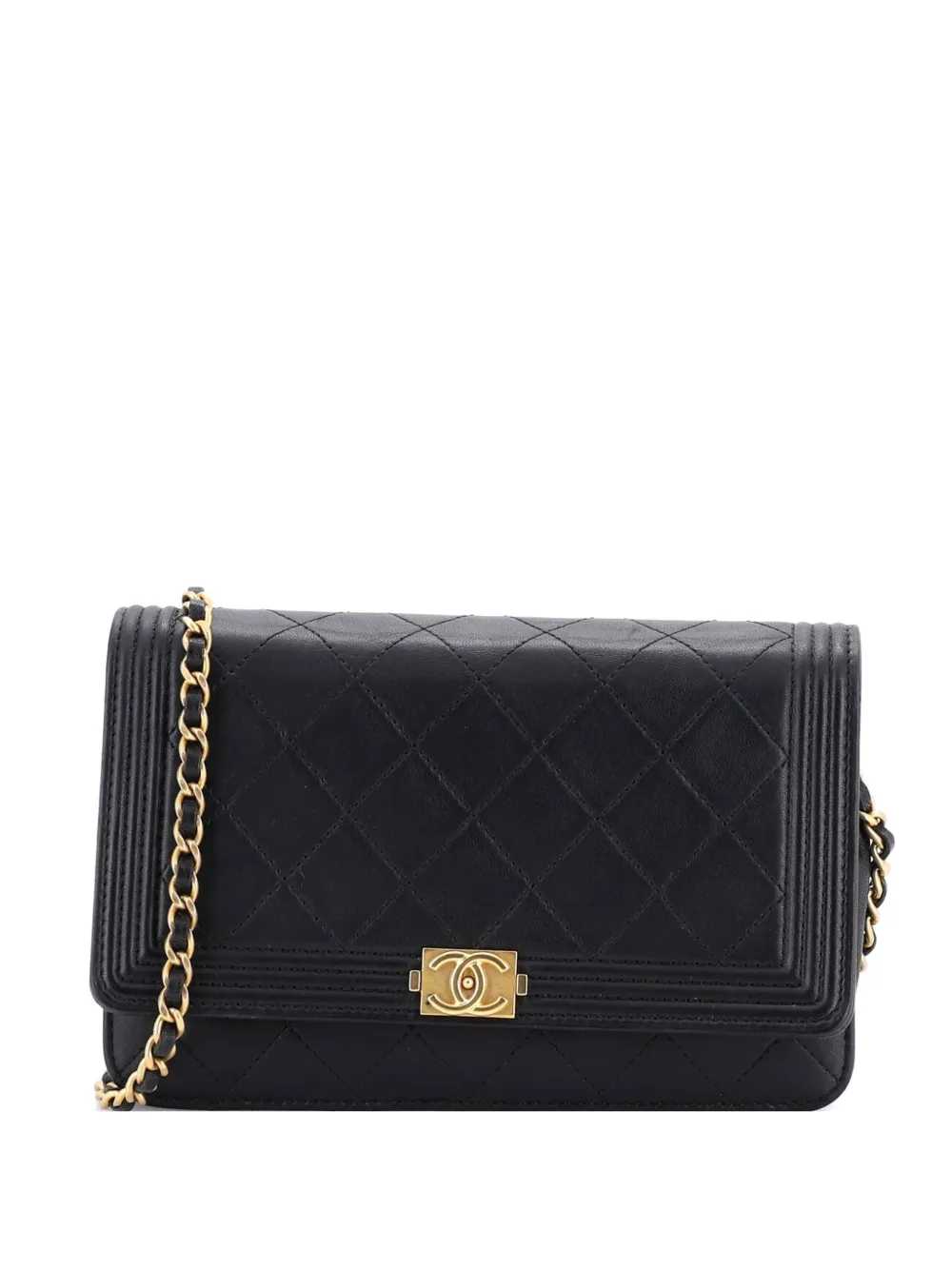 CHANEL Pre-Owned Boy Wallet on Chain Quilted Lambskin crossbody bag - Nero