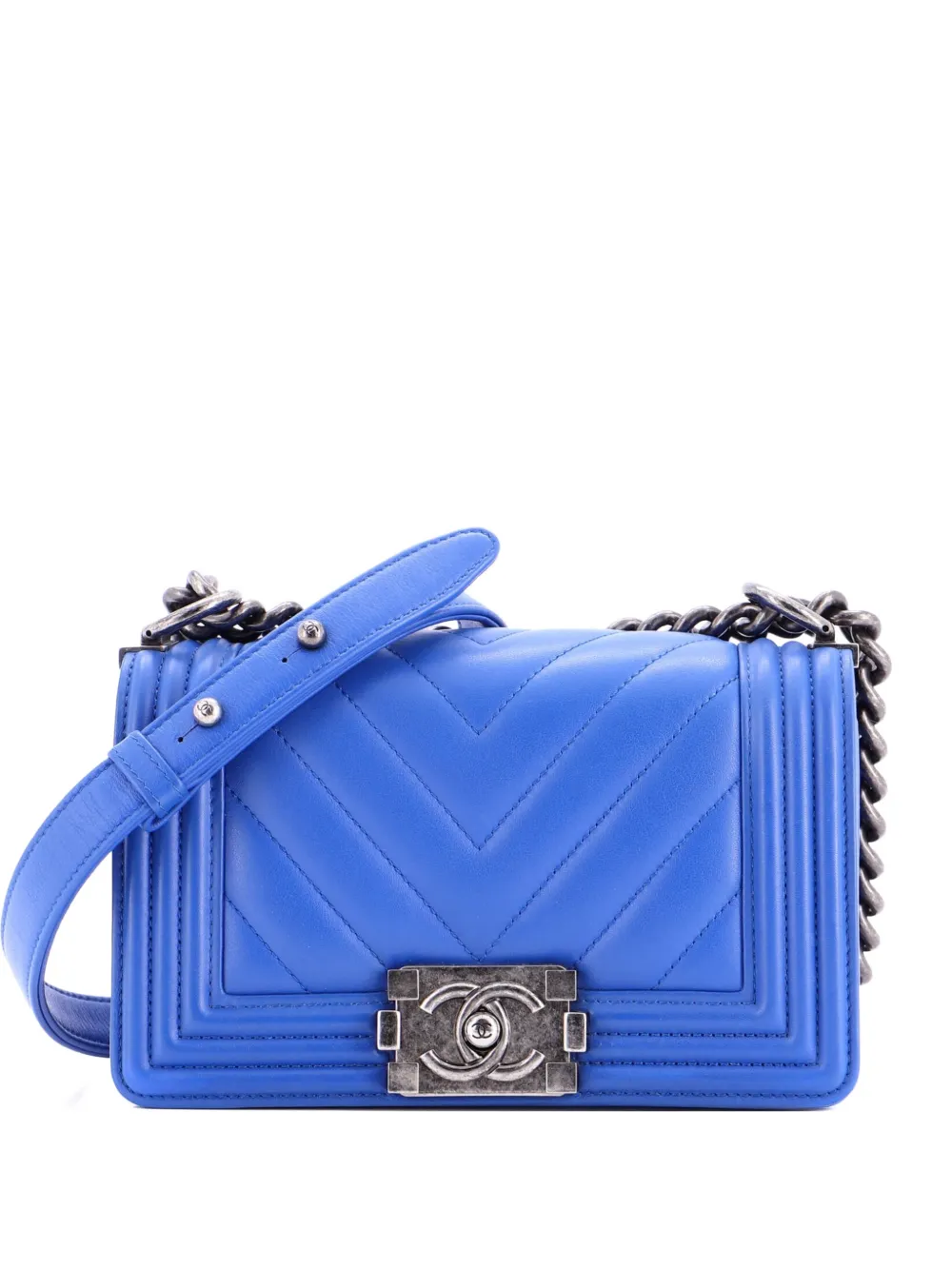CHANEL Pre-Owned Boy Flap Bag Chevron Calfskin Small crossbody bag - Blu