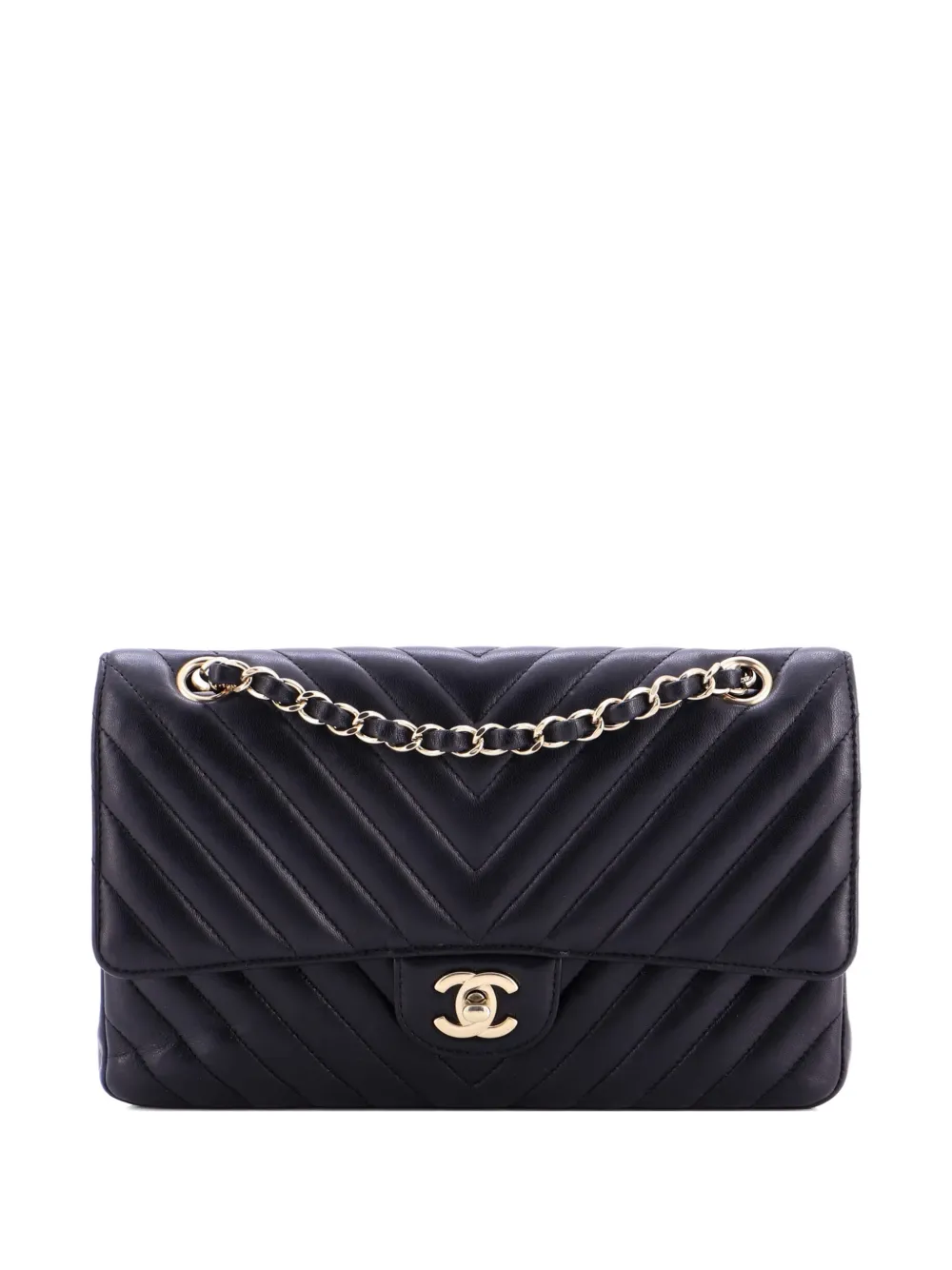 CHANEL Pre-Owned Classic Double Flap Bag Chevron Lambskin Medium shoulder bag - Nero