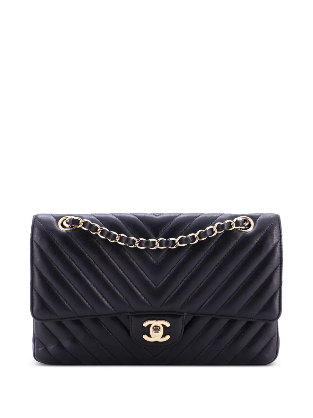 CHANEL Pre-Owned Classic Double Flap Bag Chevron Lambskin Medium shoulder bag - Nero