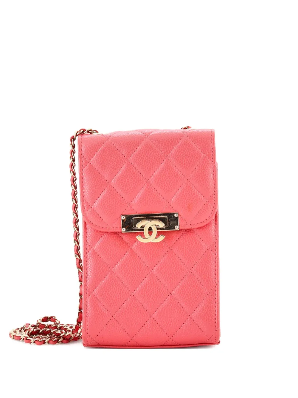 CHANEL Pre-Owned Golden Class Phone Holder Quilted Caviar crossbody bag - Rosa