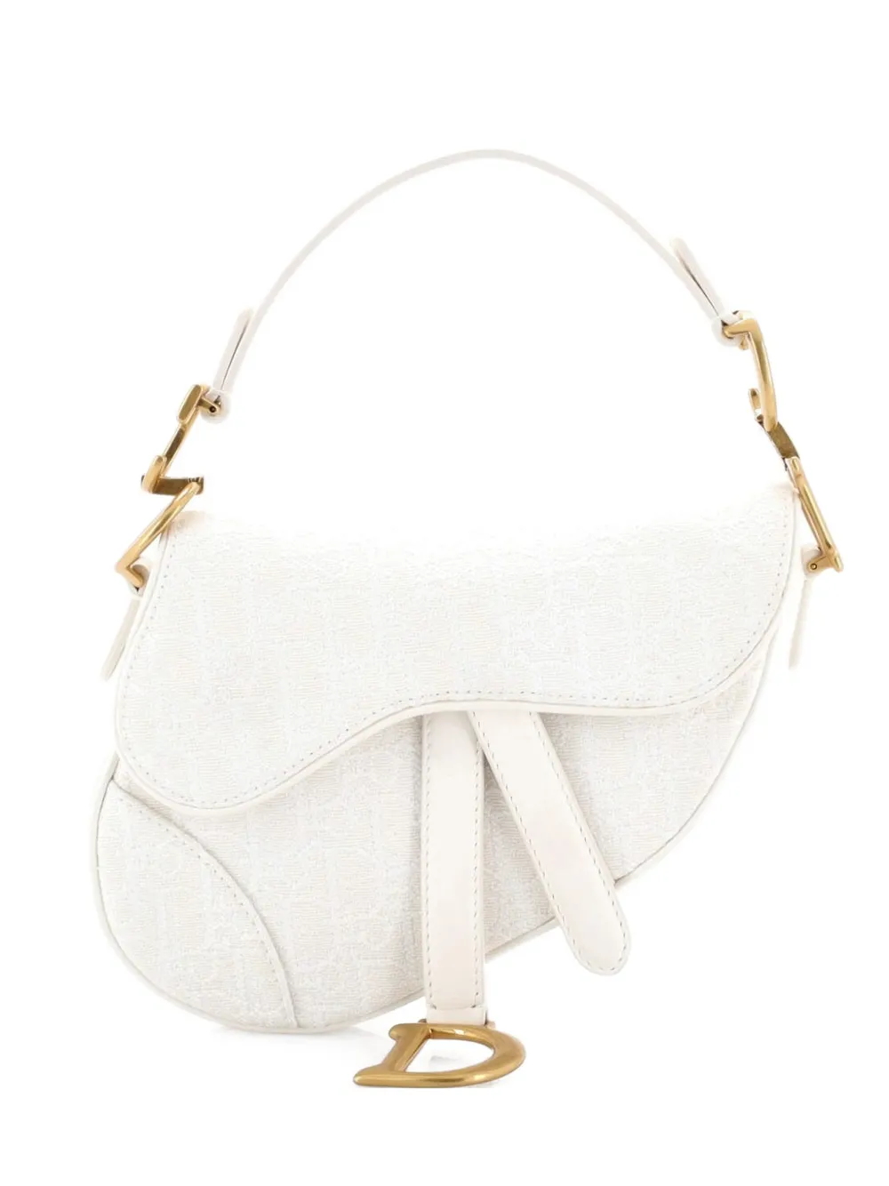 Christian Dior Pre-Owned Saddle Handbag Oblique Canvas Mini shoulder bag - Bianco