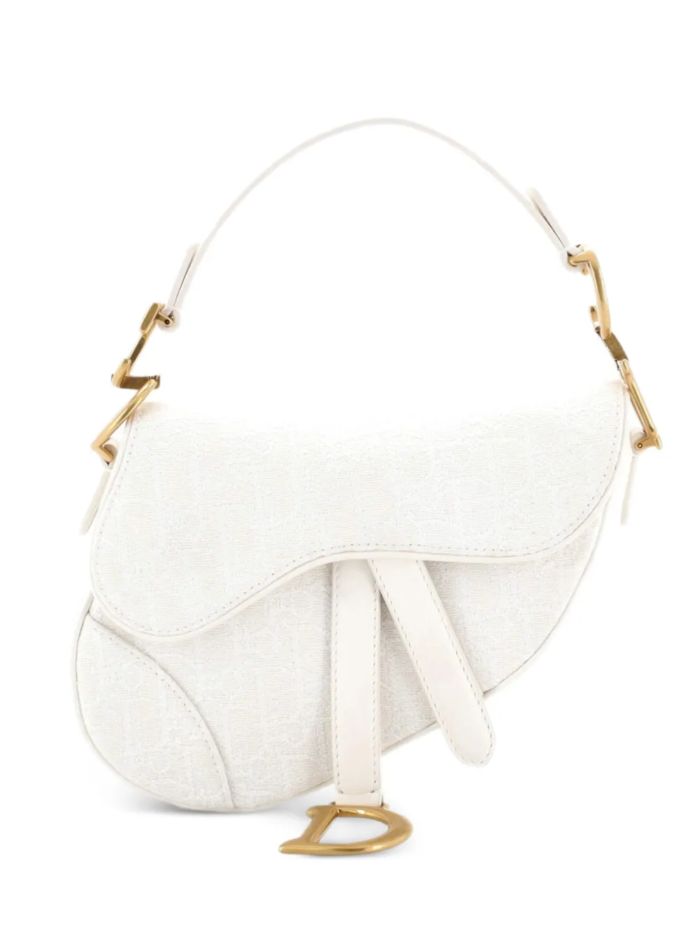 Christian Dior Pre-Owned Saddle Handbag Oblique Canvas Mini shoulder bag - Bianco