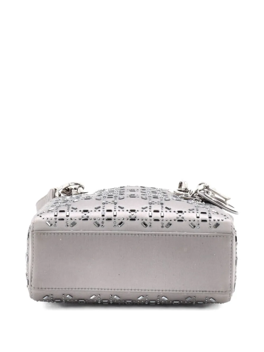 Lady Dior Bag Crystal Embellished Cannage Quilt Satin Mini Satchel