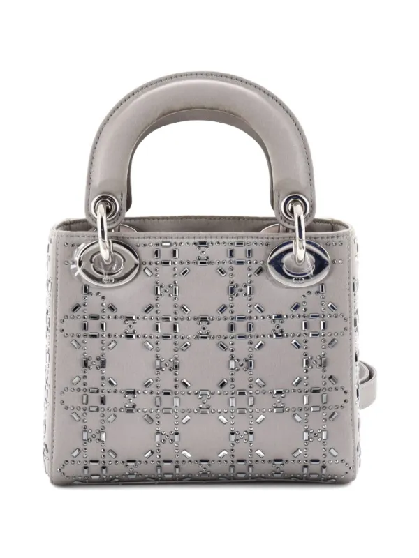 Dior グレー キルティングショルダーバッグ Christian Dior Pre-Owned Lady Dior Bag Cannage Quilt Grained