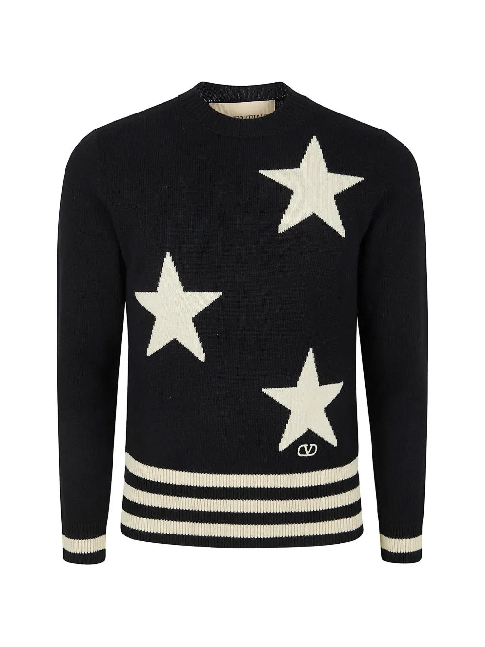 Valentino Garavani star striped cashmere sweater - Nero