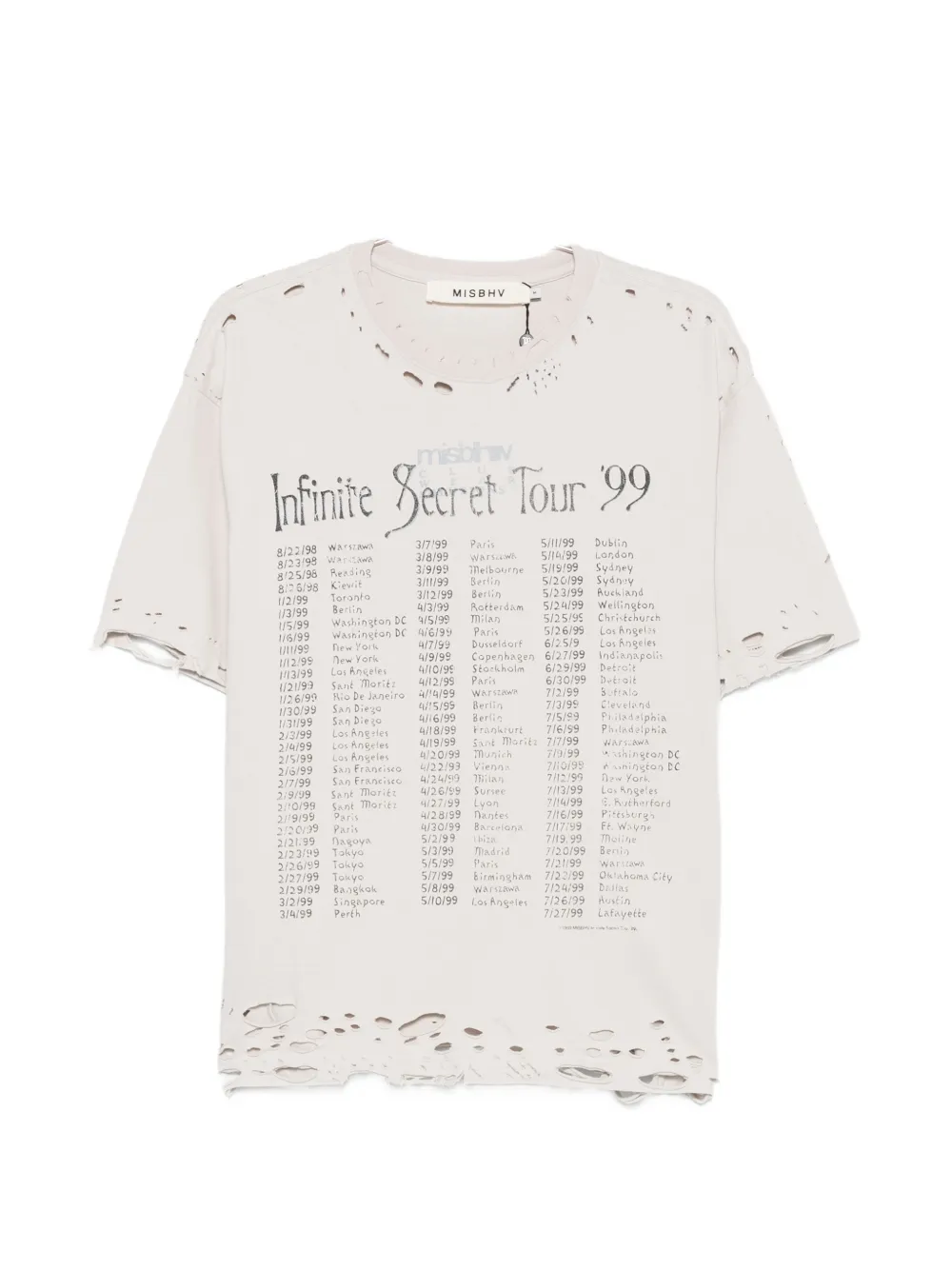Misbhv Tour 99 Distressed Print-detail T-shirt In White