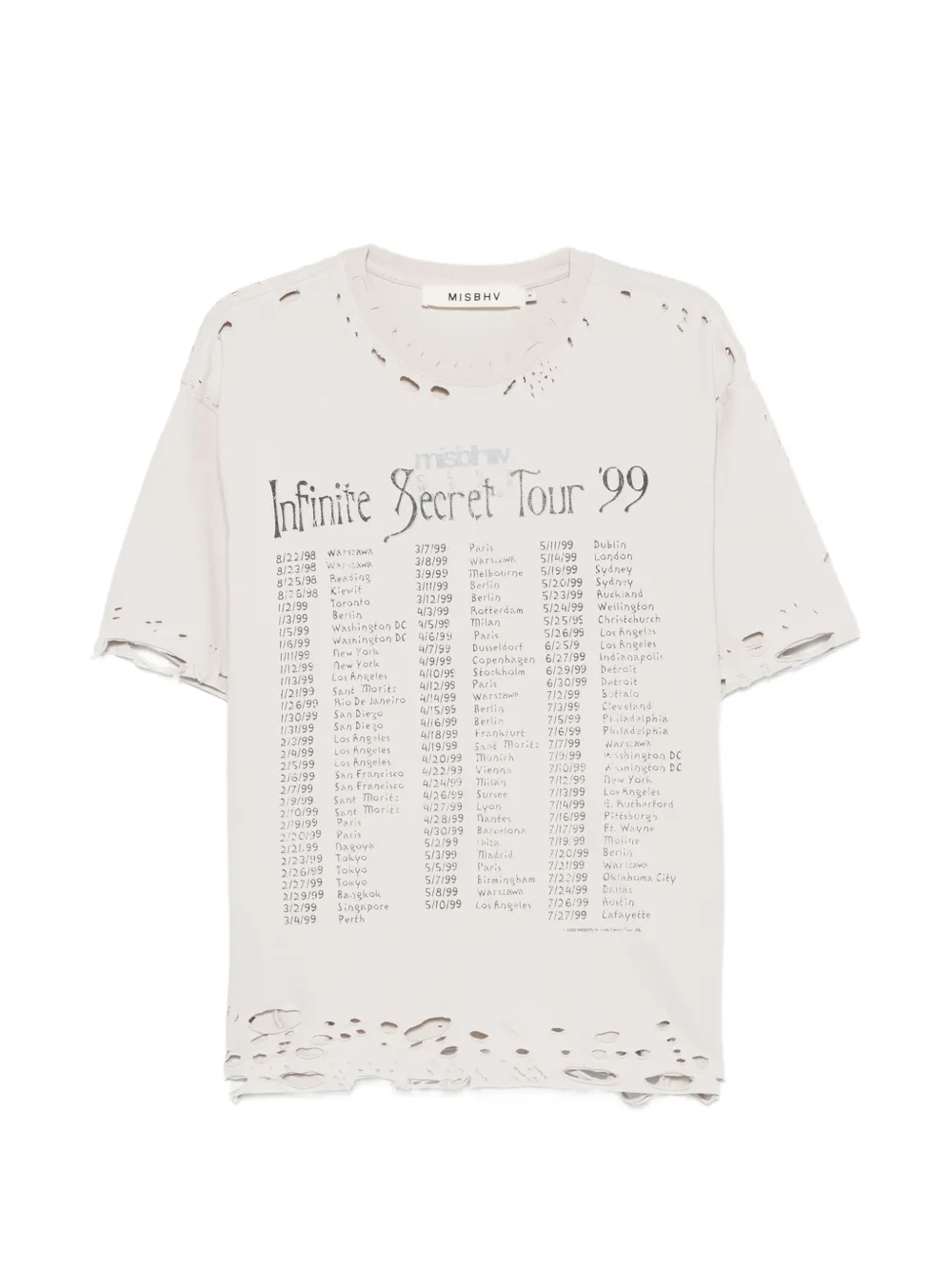 MISBHV Tour 99 distressed print-detail T-shirt - Toni neutri