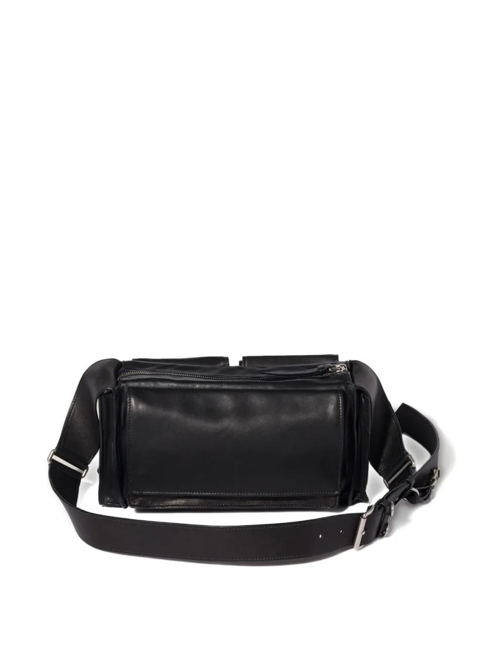 Miu Miu flap-pockets leather shoulder bag - Zwart