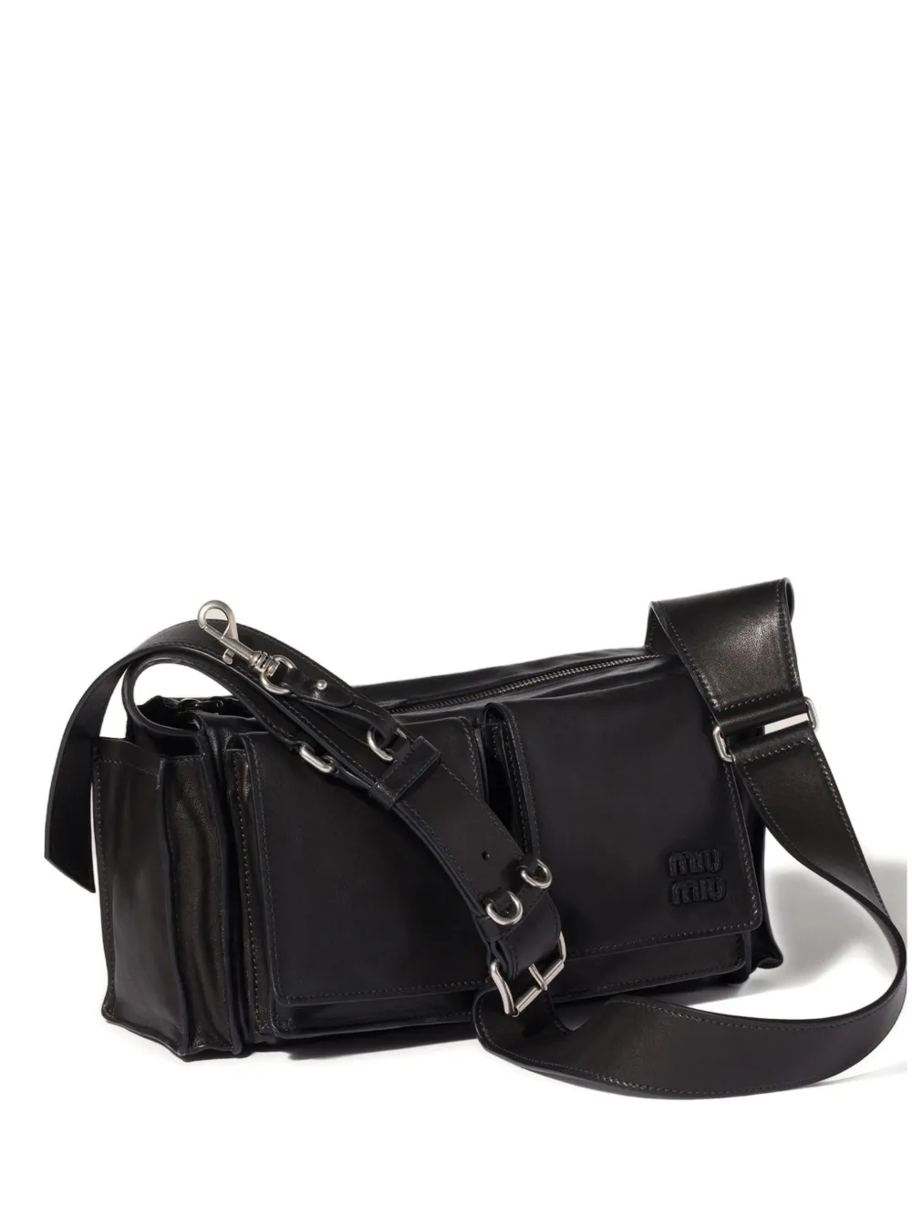 Miu Miu flap-pockets leather shoulder bag - Nero