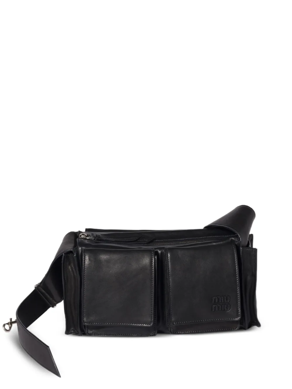 Miu Miu flap-pockets leather shoulder bag - Nero