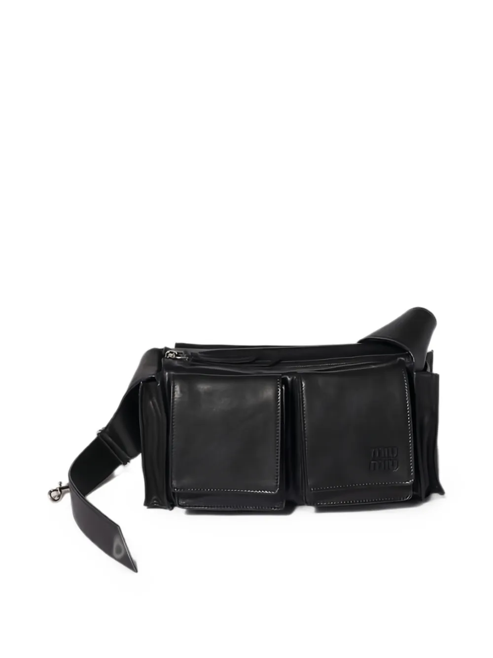 Miu Miu flap-pockets leather shoulder bag - Nero