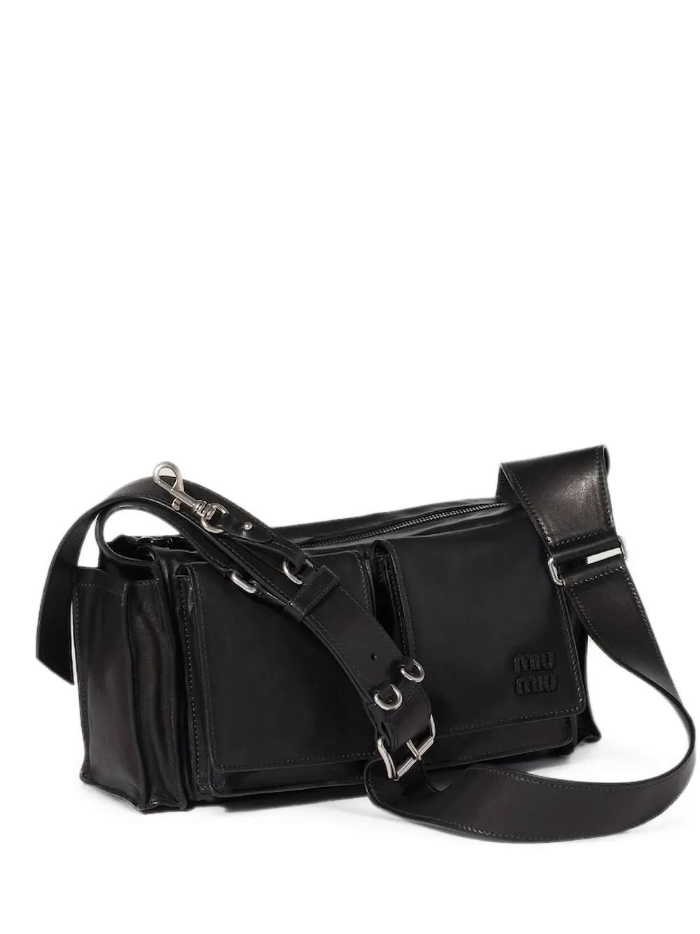 Miu Miu flap-pockets leather shoulder bag - Nero