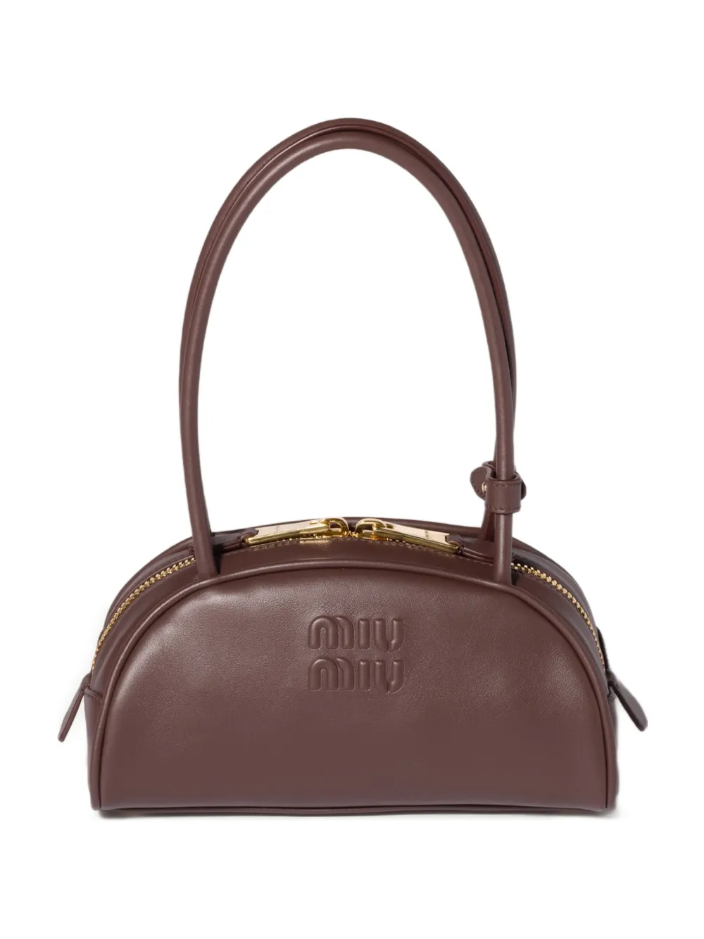 Miu Miu Borsa a spalla in pelle con logo - Marrone